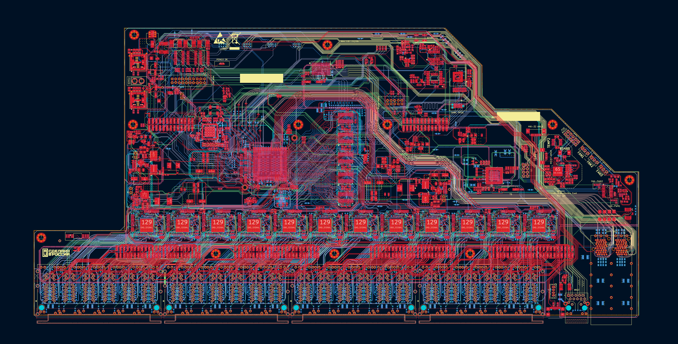 Трассировка 10-слойной платы коммутатора VSC7558 в KiCad